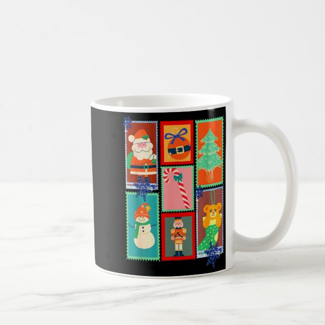 Taza De Café Christmas Stamps Retro Funny Gift Men, Women, Girl (Derecha)