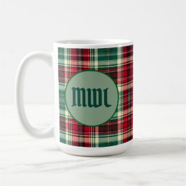 Taza De Café Christmas Tartan Custom Initial Coffee Mug