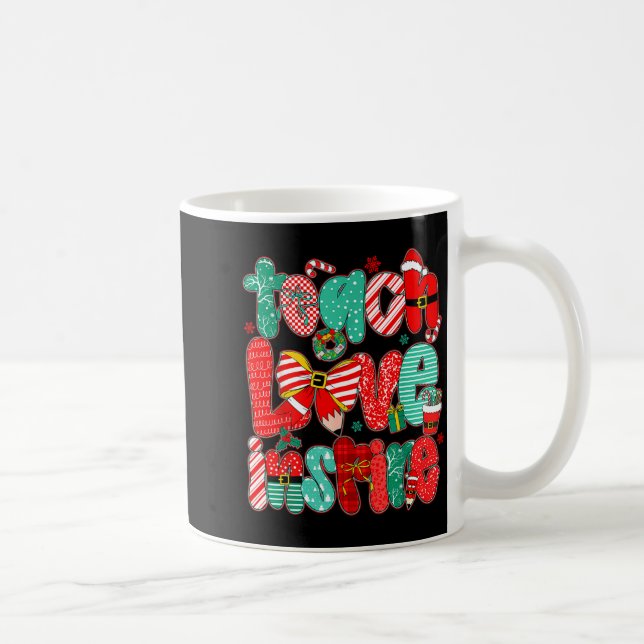 Taza De Café Christmas Teacher Teach Love Insre Xmas Vibes  (Derecha)