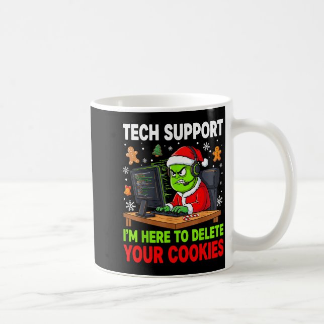 Taza De Café Christmas Tech Suprt Here To Delete Cookies Holida (Derecha)
