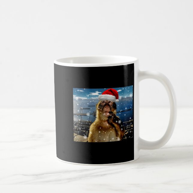Taza De Café Christmas Thinking Monkey Meme Brainrot Xmas Gift  (Derecha)