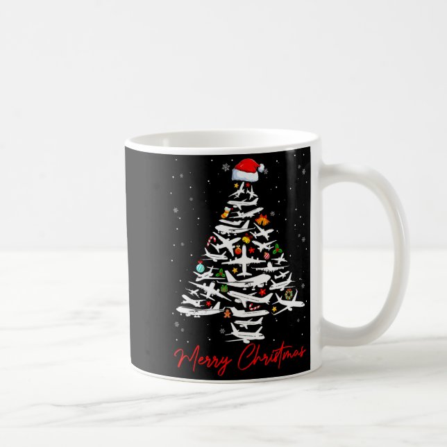 Taza De Café Christmas Tree Airplanes Lots Merry Christmas Men  (Derecha)