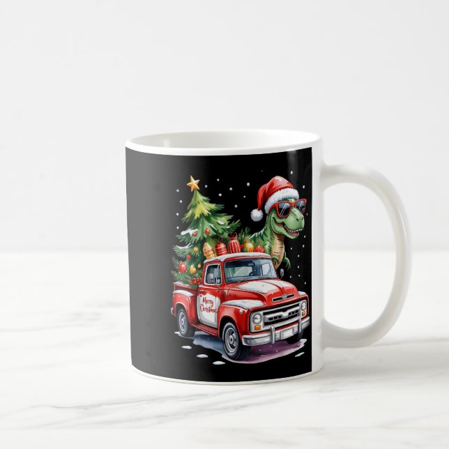 Taza De Café Christmas Tree Car Truck Dinosaur Trex Christmas B (Derecha)