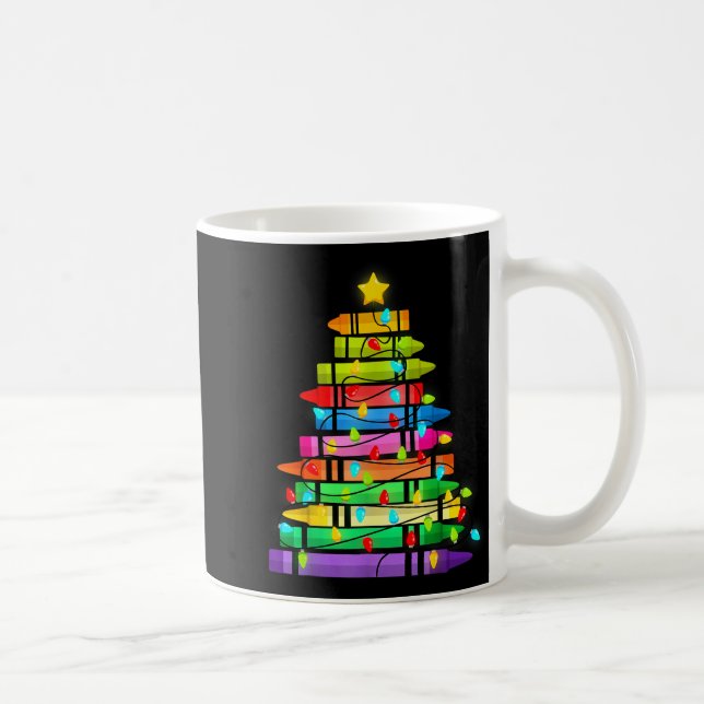 Taza De Café Christmas Tree Made Of Crayons School Teacher Life (Derecha)
