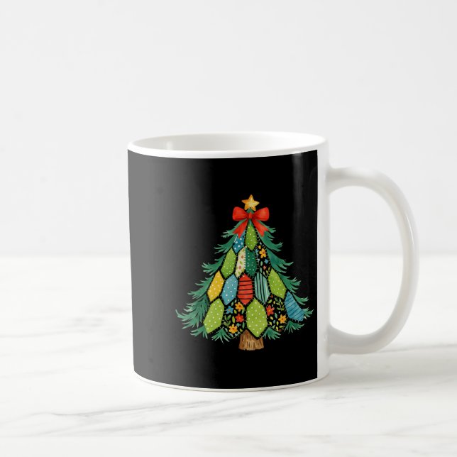 Taza De Café Christmas Tree Patchwork Coquette Bow Xmas Holiday (Derecha)