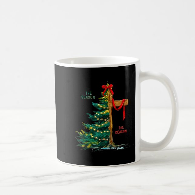 Taza De Café Christmas Tree The Season Jesus Cross Faith Holida (Derecha)