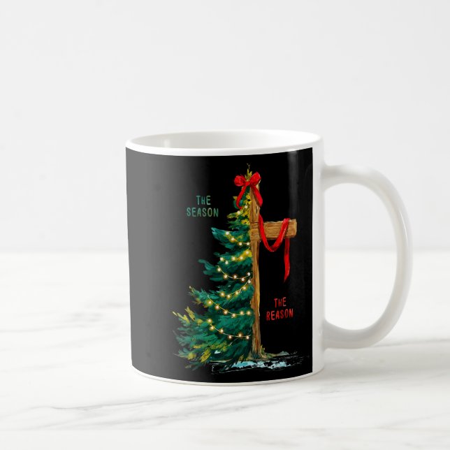 Taza De Café Christmas Tree The Season Jesus Cross The Reason  (Derecha)