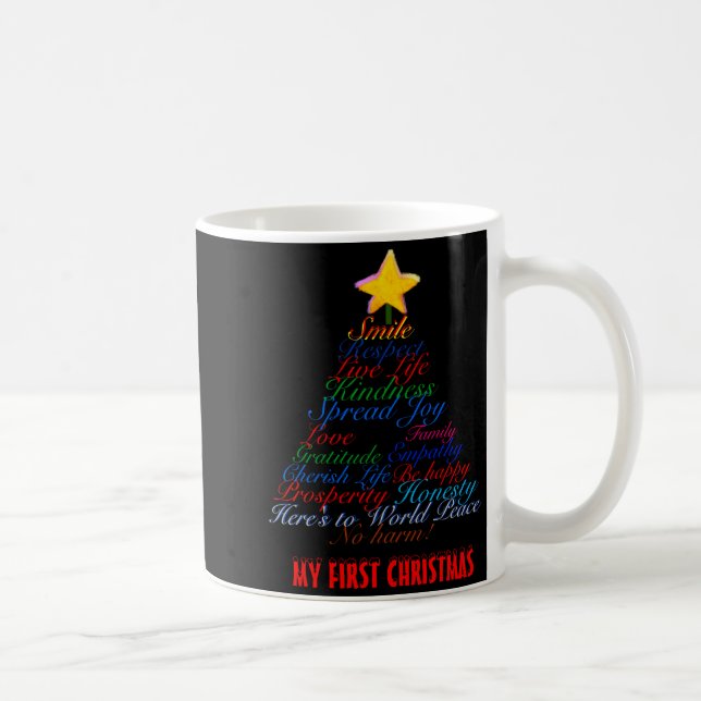 Taza De Café Christmas Tree Tygraphy Babys First Christmas Baby (Derecha)