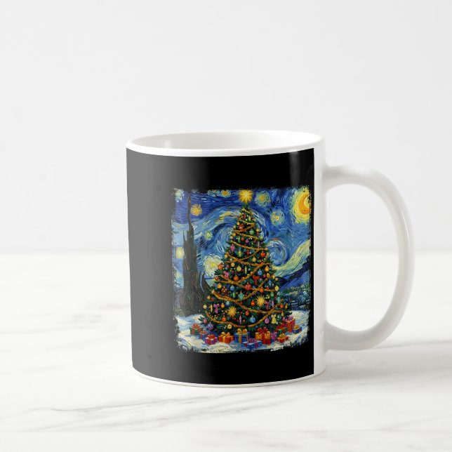 Taza De Café Christmas Tree Van Gogh Starry Night Christmas 202 (Derecha)
