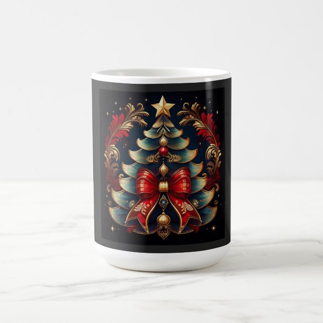 Taza De Café Christmas Tree With Bow And Golden Star (Centro)