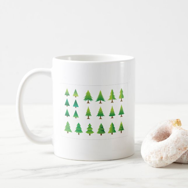 Taza De Café Christmas Trees Set | Festive Xmas Holiday (Con donut)