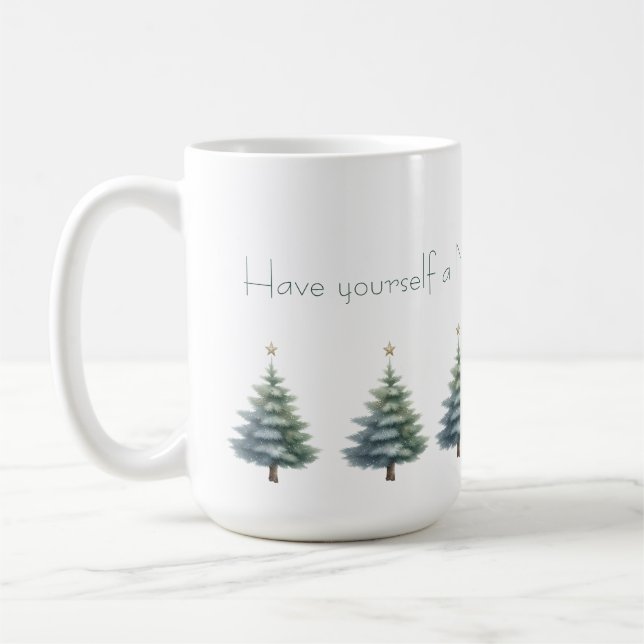 Taza De Café Christmas Trees with Personalized Message Mug (Izquierda)