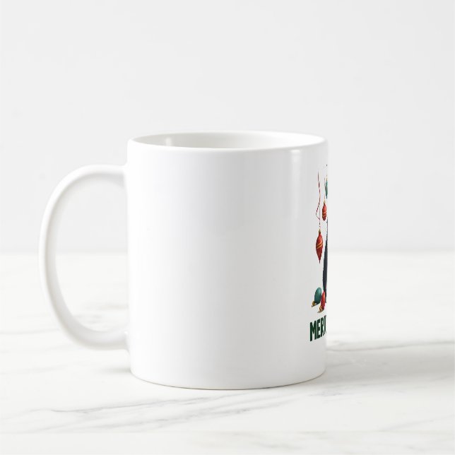 Taza De Café Christmas Tuxedo Cat with Holiday Decorations Merr (Izquierda)