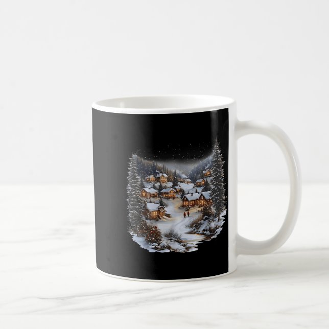 Taza De Café Christmas Village Town Holiday Winter Scene Festiv (Derecha)