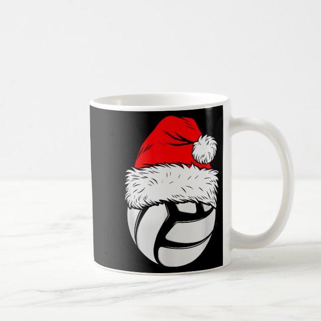 Taza De Café Christmas Volleyball Ball Santa Hat Xmas Matching  (Derecha)