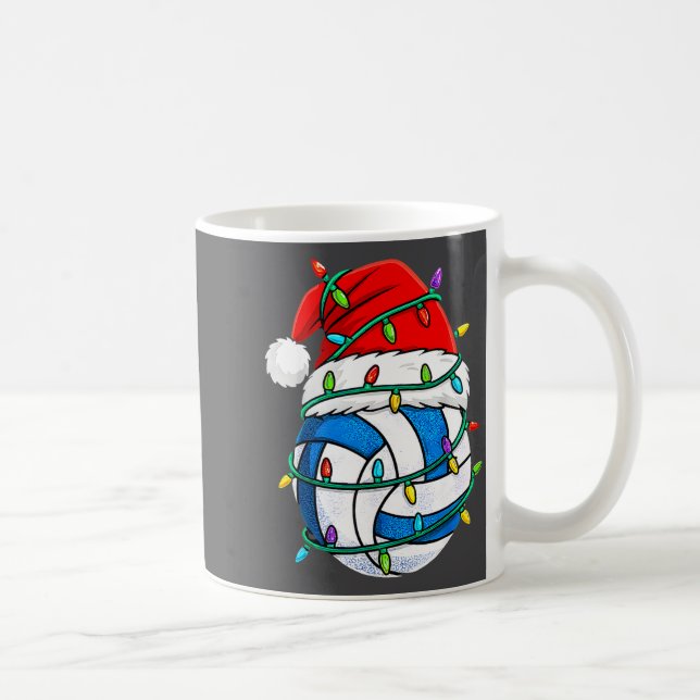 Taza De Café Christmas Volleyball Santa Hat Lights Srts Xmas Pa (Derecha)