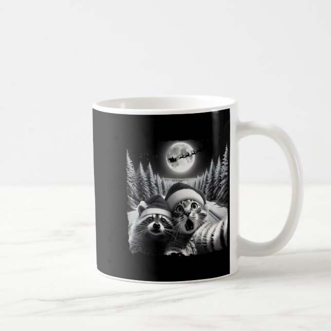 Taza De Café Christmas Xmas Holiday Funny Cat Taking Selfie Rac (Derecha)