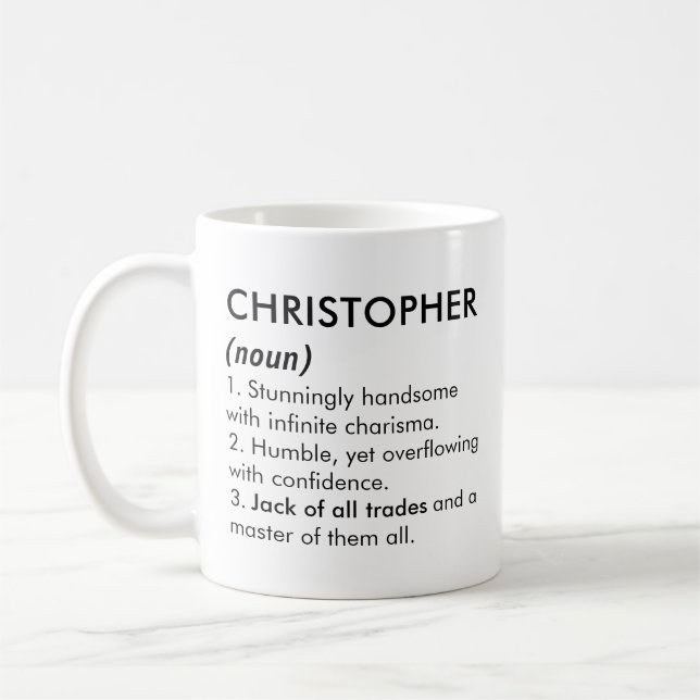 Taza De Café Christopher name, Editable name, Custom name (Izquierda)