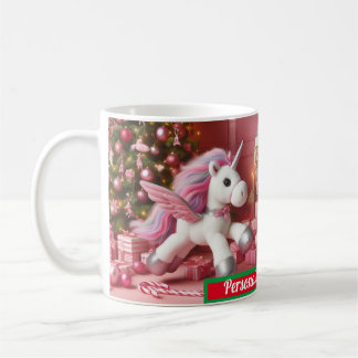 Taza De Café Chritmas familiares unicornio rosa