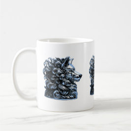 Taza De Café Chrome Wolf Bust Sculpture