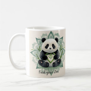 Taza De Café Chubby panda sentado en la pose del loto Zen