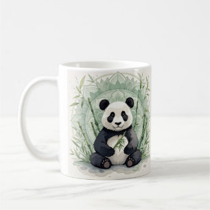 Taza De Café Chubby panda sentado en una pose de loto