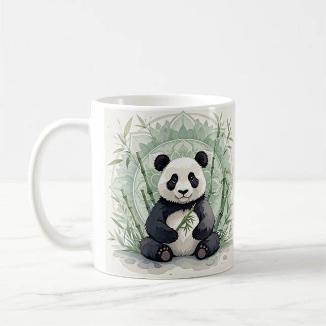 Taza De Café Chubby panda sentado en una pose de loto (Izquierda)