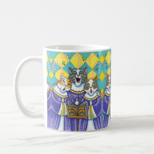 TAZA DE CAFÉ CHURCH CHOIR CATS & MOUSE CANTANDO NAVIDADES CAROL (Izquierda)
