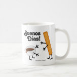 Taza De Café Churro y chocolate - Buenos días!<br><div class="desc">Los FFP españoles —Churro y Chocolate— se saludan cálidamente entre ellos con "¡Buenos días!" en español. ¡ASEGÚRESE DE CAMBIAR EL NOMBRE EN LA PARTE TRASERA DE LA BARRA A ALGO APROPIADO PARA USTED! (También puede eliminarlo, si lo desea.) También puede cambiar el tamaño y/o mover el diseño de este producto....</div>