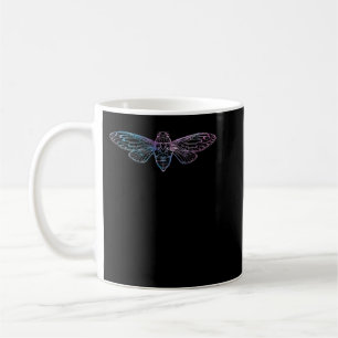 Taza De Café Cicada colorida del insecto de atardecer retro vin