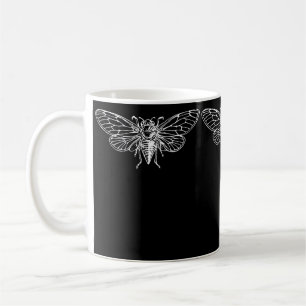 Taza De Café Cicada colorida del insecto de atardecer retro vin