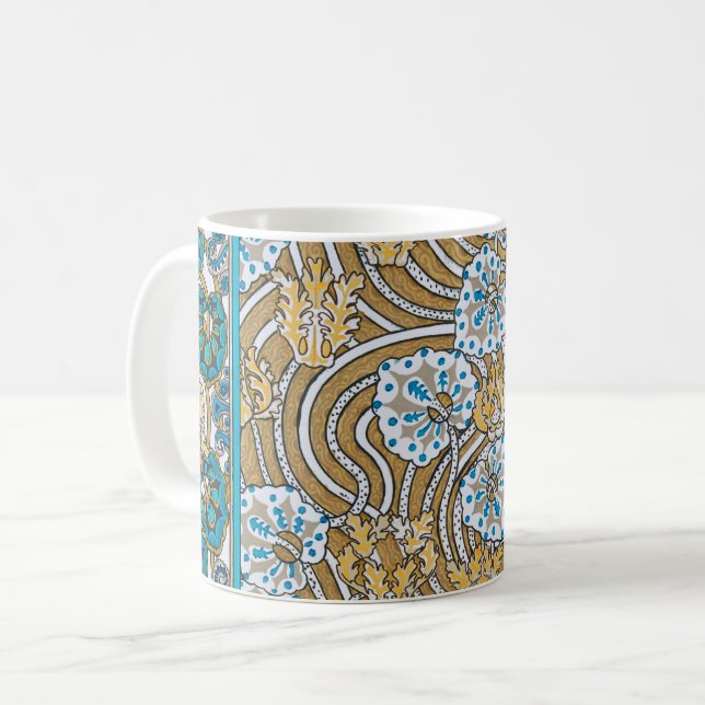 Taza De Café ciclamen azul arte nuevo flor botánica (Anverso izquierdo)