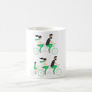 Taza De Café Ciclismo en bicicleta tándem familiar