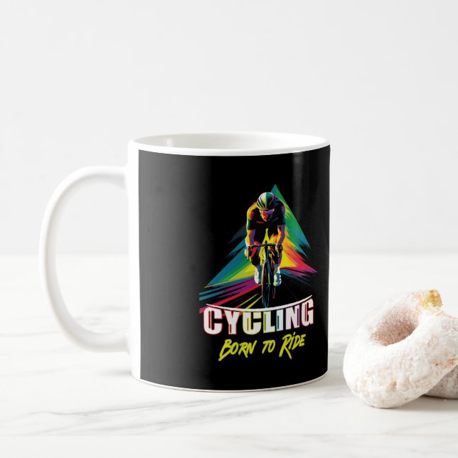 Taza De Café Ciclismo nacido a caballo (Con donut)