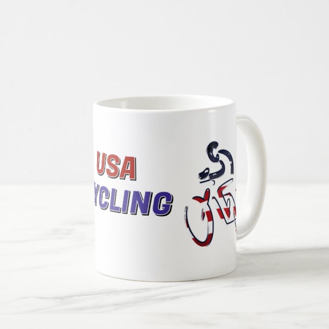 Taza De Café Ciclismo Patriótico de EE. UU. (Anverso derecho)