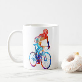 Taza De Café Ciclismo Ruta Bicicleta Pintado de Acuarela