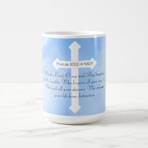 Taza De Café Cielo azul cristiano curación Biblia contra cruz