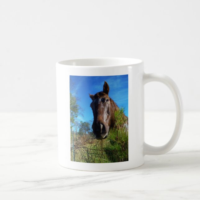 Taza De Café Cielo azul de caballo marrón y crema (Derecha)