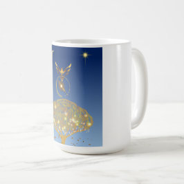 Taza De Café Cielo azul: estrellas, un pájaro y su árbol dorado
