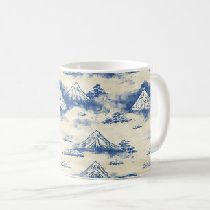 Taza De Café Cielo Azul Montaña Alpina Escénica Acuarela