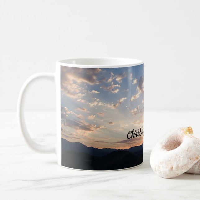Taza De Café Cielo de Atardecer Personalizado (Con donut)
