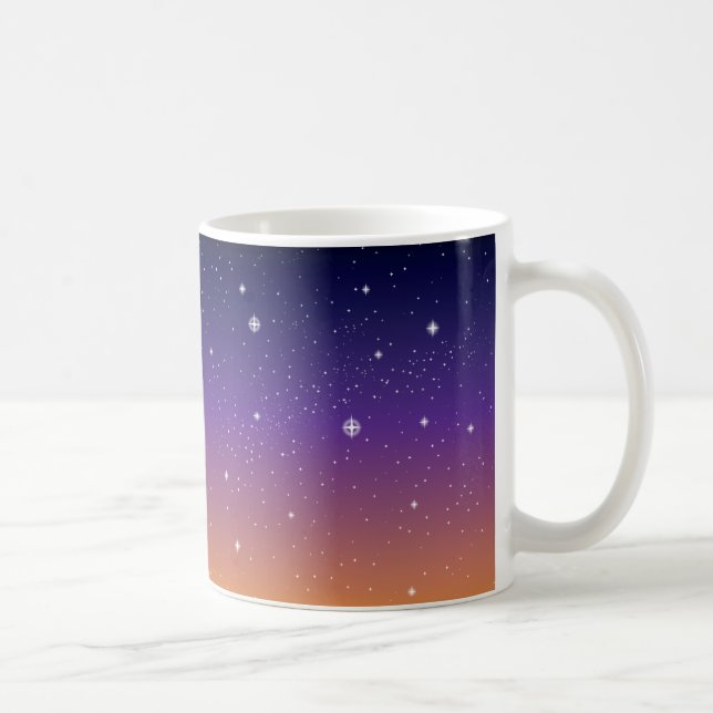 Taza De Café Cielo de estrellas morado y dorado (Derecha)