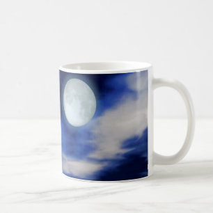Taza De Café Cielo nocturno con luna y nubes