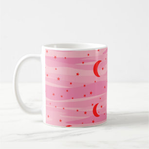 Taza De Café Cielo nocturno de tonos rosados - Luna y estrellas