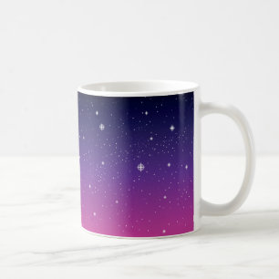 Taza De Café Cielo nocturno estrellado de color púrpura oscuro