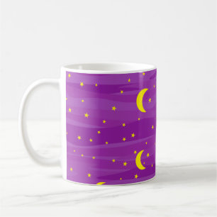 Taza De Café Cielo nocturno morado oscuro - estrellas y patrón