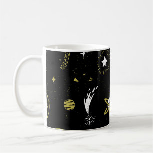 Taza De Café Cielo nocturno: patrón cósmico sin costuras.
