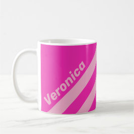Taza De Café Cielo Rosa Retro Tres Rayas con Nombre