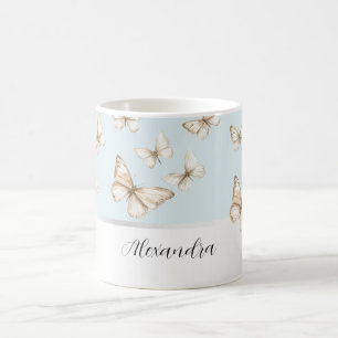 Taza De Café Cielos Azules y Mariposas 