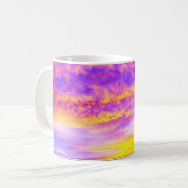 Taza De Café Cielos dorados de naranja morado rosa (Anverso izquierdo)